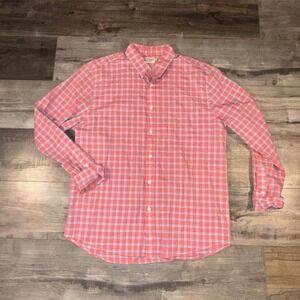 Faherty Brand Shirt Mens L Red Plaid Button Up Long Sleeve Casual Cotton